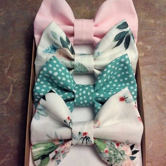 Other - Baby Pink Floral Cactus Bow Set